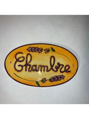 Unbranded Decor Yellow Purple "Chambre" Oval door Plaque One Size